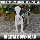 Scroll saw pattern, Cow planter, farm animal, garden ornament, planter box, laser cut, digital file, SVG, DXF, PDF