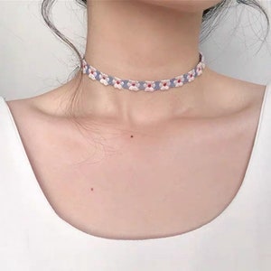 Blue Flower Choker, Daisy Choker, Fabric Lace Choker, Delicate Choker, Choker Collar, Unique Choker, Chokers for Women, Thin Choker