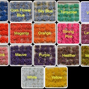 Self-adhesive flower tufts color swatches in multiple shades