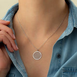 925 Silver Flower of Life Necklace Handmade Delicate Life Flower Spiritual Jewelry Yoga Fleur de Vie with Birthstone