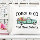 Corgi - Red - Dog Flower Delivery Truck - Sublimation/Printable Design | Instant Download | Sublimation | Printable | PNG