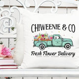 Chiweenie - Black - Dog Flower Delivery Truck - Sublimation/Printable Design | Instant Download | Sublimation | Printable | PNG