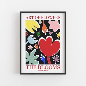 Minimalistic Modern Flower Abstract Wall Art Print, Colorful Fauvism Floral Shapes Poster, Modern Botanical Art, Living Room Apartment Decor