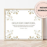 Tiny Flowers Delivery Drivers Sign Printable, Spring Delivery Sign, Delivery Drivers Printable, Delivery Drivers Thank You, 8x10 Printable
