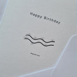 Birthday Card. Happy Birthday Card. Aquarius symbol and flower card. Black and white card. Simple design card. Card for her/him. Handmade