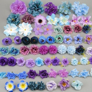 68Pcs Artificial flower heads Combo Set/Simulation Silk Flower/Rose Peony Mixing Style Fake Flower DIY Craft Flower Kit Bridal Wedding Decor