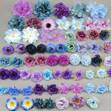 68Pcs Artificial flower heads Combo Set/Simulation Silk Flower/Rose Peony Mixing Style Fake Flower DIY Craft Flower Kit Bridal Wedding Decor