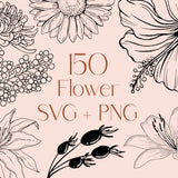 Flower SVG, Floral SVG, svg files, Flower Png, Plant Svg, Floral Png, Botanical Svg, Hand drawn Flower Svg, Commercial Use Included