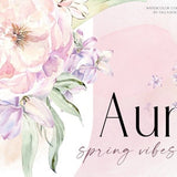 Watercolor pink flower clipart, Spring floral clip art, Dusty purple botanical clipart for wedding invitation, baby shower, logo 124