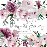 Mauve Watercolor Floral Clipart Purple Floral Wedding Clipart Mauve Flowers Hand Painted Wine Country Florals Spring Summer Fall and Winter.