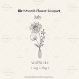 BirthMonth Flower SVG | Flower Svg | Birth Flower Svg | Bouquet svg | BirthMonth bouquet | Water lily svg |July flower | Birthday svg