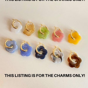 Pastel flower hoop earring charms (assorted colors) in resin, charms only