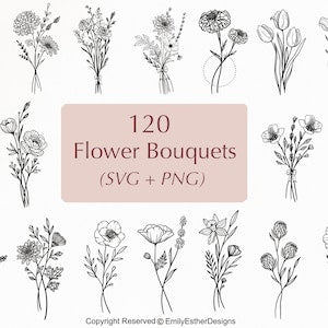120 Floral Bouquet Svg Bundle | Bouquet svg | Flower svg | Floral Svg |Flower bouquet svg |Wedding svg |Commercial use included |Cricut svg