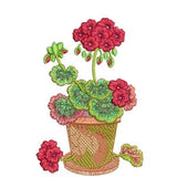 Geranium In Pot - 21 - Traditional Homes and Gardens - Machine embroidery by Sue Box in 2 sizes