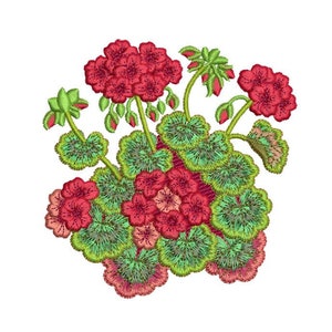 Geranium Flowers - 24 - Traditional Homes and Gardens - Machine embroidery by Sue Box in 2 sizes