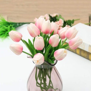 10 Stems Real Touch Tulips Artificial Tulips Flowers Arrangements Bridal Wedding Bouquet Floral Decorations Home DŽcor White/Pink/Yellow/Red