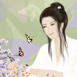 Japanese Female Portrait Modern Wall Art with size options, Free Delivery USA, UK