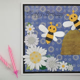 Bee Birthday card, Cards with Bees, Nature lover card, Cards with flowers, Daisy card, Card for Mum, Card for girlfriend, Garden Card