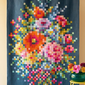 Tilda Solids Embroidery Flower Quilt Kit- 63.5*81.5in finished size quilt kit and pattern- optional batting and ready-to-sew fabric kit