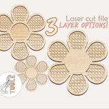 SVG Imitation Cane Daisy Set (Digital File)- Digital Laser Cut file - Glowforge file - svg rattan flower