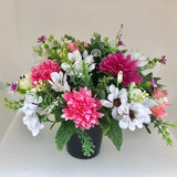 Garden Window sill Cemetery Grave Memorial Artificial Flower Pot Chrysanthemum Wild Daisies   infill Weighted Pot and flowers glued in Draft