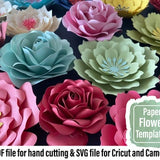 21 Giant Paper Flowers template SVG- Diy paper flowers template- Printable Templates