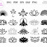 Lotus Flower SVG, Lotus Svg, Lotus Silhouette, Zentangle Lotus Svg, Lotus Clipart, Lotus Cut files, Meditation Clipart, Hinduism Svg