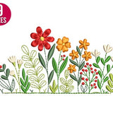 Wildflowers embroidery design, flower art, plants, Machine embroidery file, Instant Download