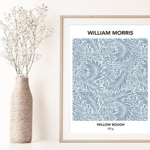 William Morris framed wall art print with blue willow-bough botanical pattern