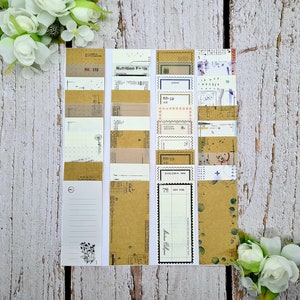 Assorted note paper set with 10 patterned sheets in various colors and labels