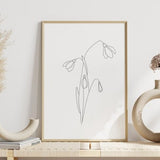 January Birth Flower Print - Snow Drop Print - Line Art Botanical - January Birthday Gift - One Line Flower Print - Minimalist Flower Print