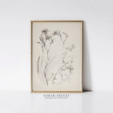 Vintage Neutral Flower Sketch | Botanical Drawing | Minimalist Print Digital PRINTABLE | 170