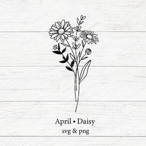 Birth Month Flower Bouquet Svg, Flower Svg, Floral Svg, Birth Month Flower, Birth flower,Flower Bouquet,flower,flowers,tattoo,Svg,Png,Daisy