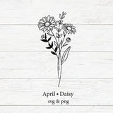 Birth Month Flower Bouquet Svg, Flower Svg, Floral Svg, Birth Month Flower, Birth flower,Flower Bouquet,flower,flowers,tattoo,Svg,Png,Daisy