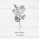 Birth Month Flower Bouquet Svg, Rose Svg, Flower Svg,Floral Svg,Birth Month Flower,Birth flower,Flower Bouquet,flower,flowers,tattoo,Svg,Png