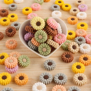 20/30mm Mini Daisy Silicone Beads, Sunflower Silicone Loose Beads, DIY Necklace Bracelet Jewelry Making, Craft Supplies Accessories