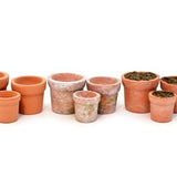 3 Miniature Terracotta Plant Pots Weathered 1:12 Scale Dolls House Garden Shed Pot Flowers Plants Potting Compost Soil