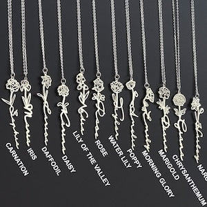 Name Necklace with Birth Flower, Personalized Gifts Birthday Gift, Personalized Necklace,Custom Name Necklace for Bridesmaids, Birthday gift