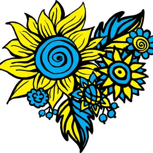 Ukrainian heart - floral clip-art. Vector graphics from Ukraine.  Printable quality PDF-file. Digital delivery.
