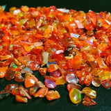 Small orange and rainbow rough opal crystal chips, mixed multicolor pieces