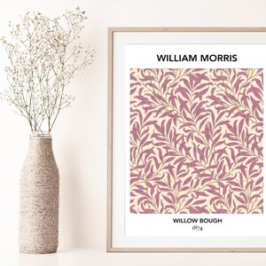 Framed art print with red and pink willow branch pattern, Willow Bough 1844