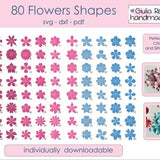 80 flower svg, digital download, Cricut, Silhouette, printable paper, 300 dpi A4 PDF.