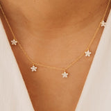 Diamond Flower Necklace by Caitlyn Minimalist ¥ Dainty Flower Charm Diamond Necklace ¥ Flower Girl Gift, Wedding Jewelry ¥ NR071