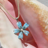 OOAK aqua blue flower pendant, Caribbean Flower 5, Larimar pendant original design topaz blue fast delivery worldwide eye catching wife gift