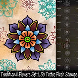 Traditional Flowers 50 Procreate Tattoo Design Brushes