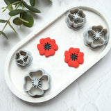 Poppy flower polymer clay cutter, Embossed Poppy cutter, Flower cutter, Poppy earring making set, Clay flower cutter set. Flower stamp