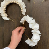 White flower crown, Bridal headband, Hydrangea flower, Flower girl, Bridal flower crown, White headband, Boho flower crown, Bridesmaid crown