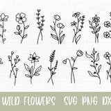 Line Flowers Bundle Svg Png Dxf, Flora line art Svg Cut Files
