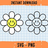 Retro Daisy Smile Face Svg, Digital Download Flower, Daisy SVG, Flower Smile Face, Flower For Cricut,  Daisy for Silhouette, DIY Projects