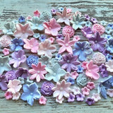 60 pcs. sugar fondant flowers cake topper decorations